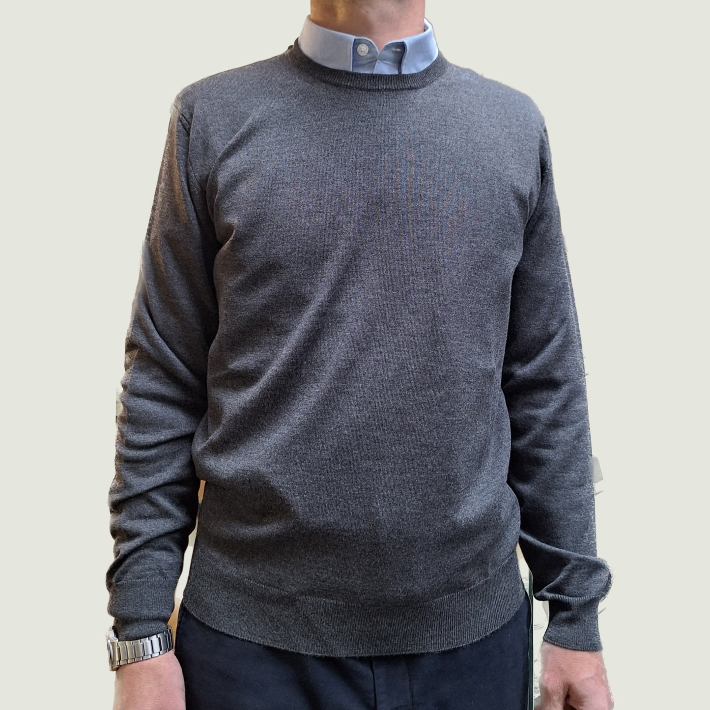 Maglia Triplo Ritorto Lana Fine Antracite