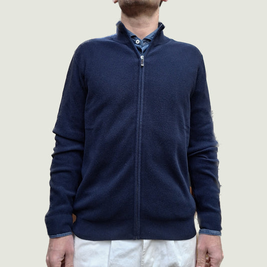 Maglia Emmeci Cotone Lavorato Con Cerniera Navy