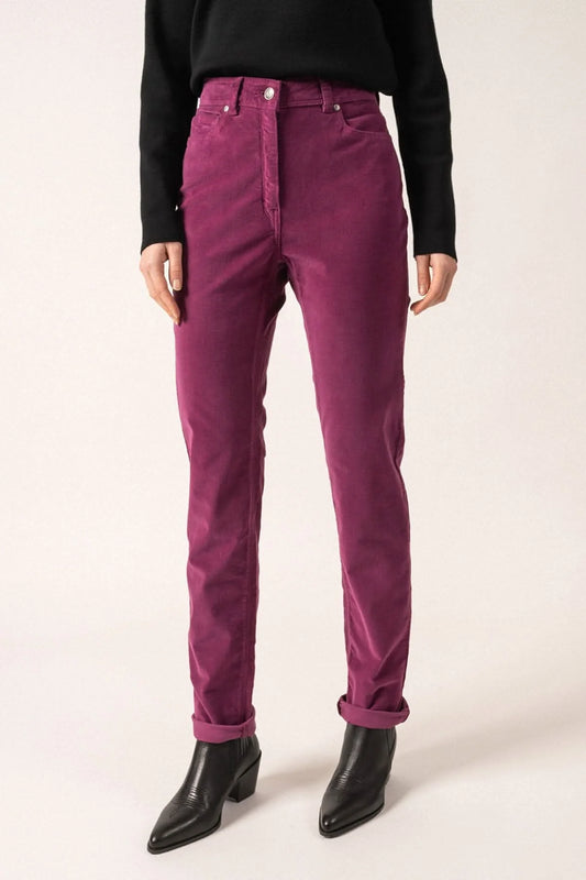 Pantaloni Saint James Mimosa Velluto Prugna