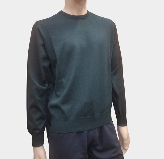 Maglia Triplo Ritorto Lana Fine Verde